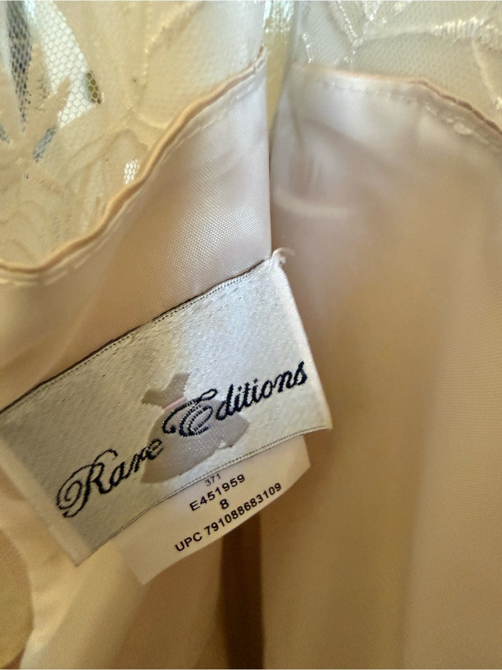 Rare Editions White Lace Dress w/ Taupe Lining Girls Size 8 NWT - Picture 7 of 11